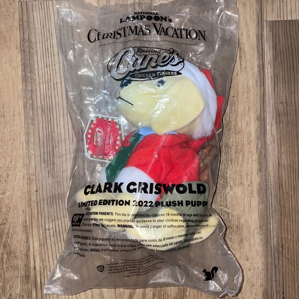 Raising Canes Christmas Vacation Clark Griswold Squirrel Plush Dog 2022